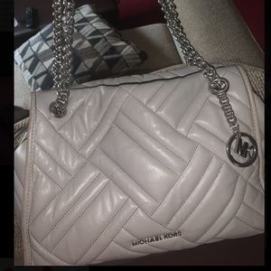 Michael Kors grey & silver chevron bag